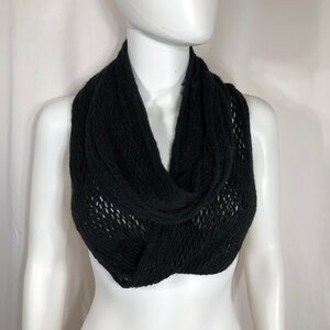 Black Netting Knit Infinity Loop Scarf
